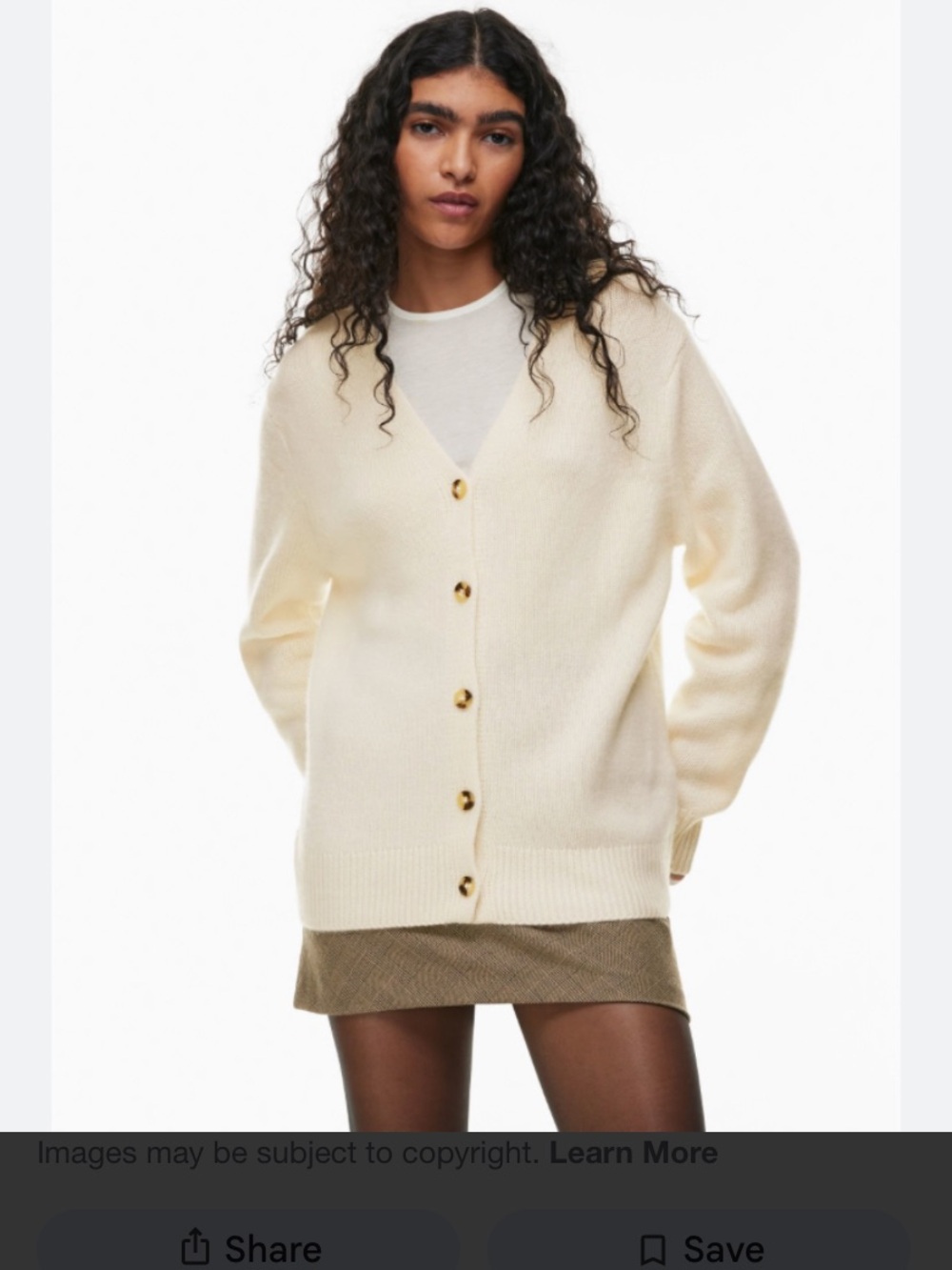 Aritzia Wilfred cashmere v neck cardigan size medium cream
